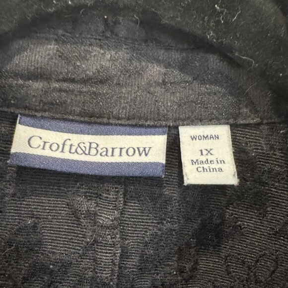 Croft & Barrow 1X Black Quilted Floral Jacket EUC Layering Fall Textured Classic - Picture 4 of 7